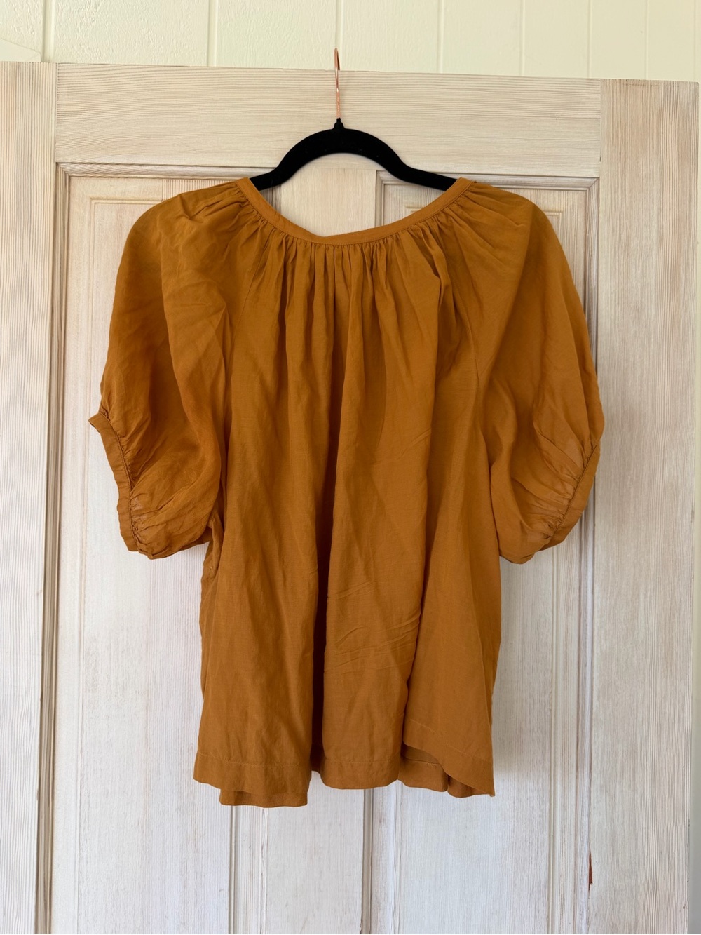 Doen June Top Foxtail 🦊 Short Puff-Sleeve Button Blouse - Picture 4 of 6